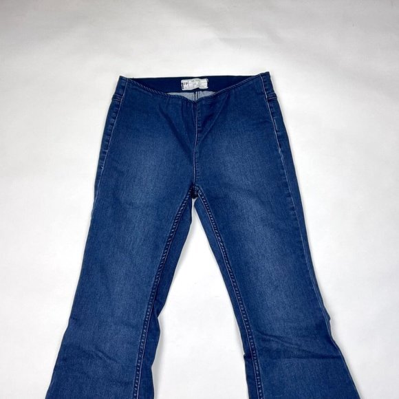 Free People Bell Flare Jean Women 27 Elastic Waist Lightweight Stretch Cotton - Picture 3 of 13
